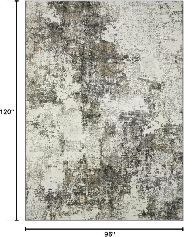 Area Rug Living Room Rugs: 5x7 Washable Rug with Anti-Slip Backing Non-Shedding Stain-Resistant Foldable Modern Abstract Carpet for Bedroom Dining Room Nursery Home Office (Gray) - Image 2