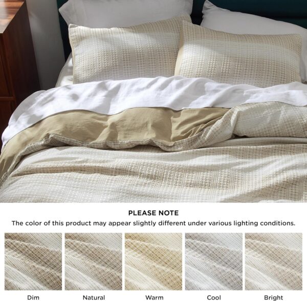 Bedsure Duvet Cover King - Waffle Weave Textured Striped Duvet Cover Set, 50% Recycled Polyester, Soft Breathable Bedding Comforter Cover with 2 Pillowcases for All Season, Linen Like, King 104"x90" - Image 6