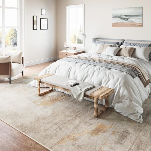 5x7 Washable Area Rug Grey Brown Abstract Modern Living Room Bedroom Throw Rug Non Slip Soft Thin Simple Indoor Floor Carpet for Dining Room Office Entryway Kitchen Nursery Home Decor - Image 2