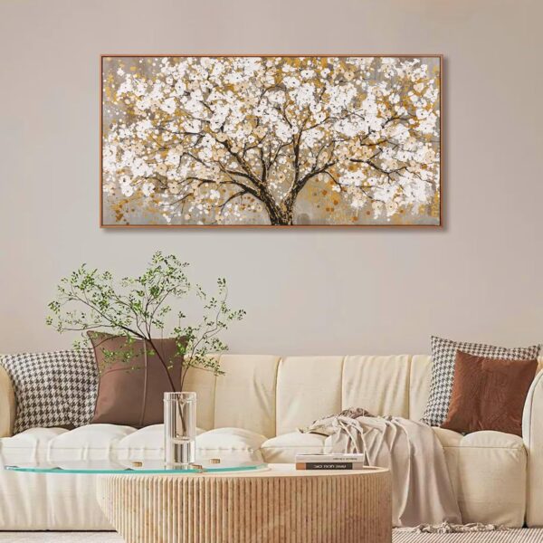 Framed Wall Art Gold Tree Of Life Modern Artwork Canvas Painting Textured Tree Pictures Wall Art Decor For Living Room Bedroom Dining Room Home Office Decor 20"X40" - Image 6