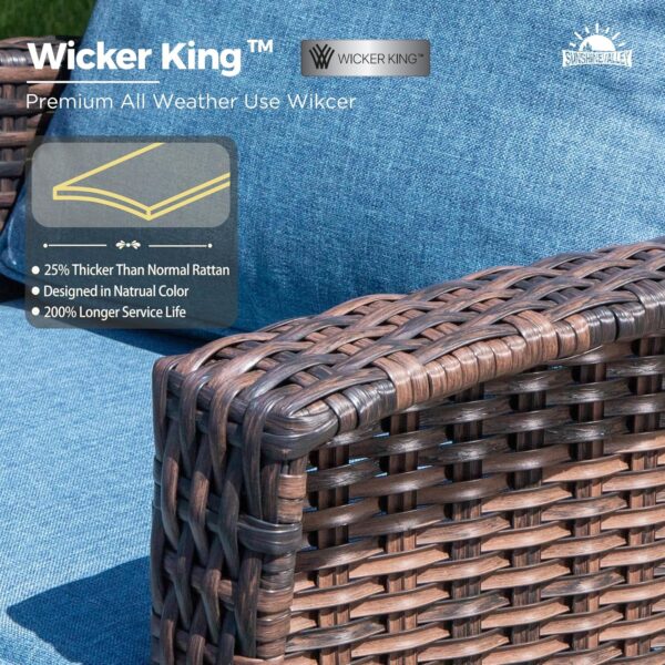 6 Pieces Patio Furniture Set with Swivel Chairs, High Back Outdoor Wicker Rattan Conversation Sets with Extra Thick Cushion,Toughened Glass Top Coffee Table - Image 5