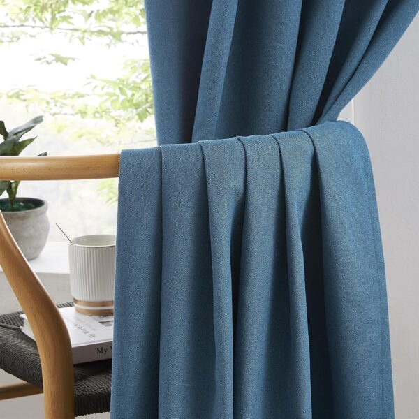 KEQIAOSUOCAI Short Blackout Curtains Denim Blue - 45 Inch Windwo Blinds & Shades for RV, Narrow Wide Draperies for Bathroom Boys Nursery Bedroom W34 x L45 Back Tab Loop Pocket, 2 Panels Set - Image 5