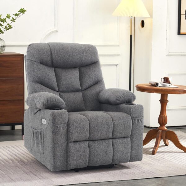 MCombo Power Lift Recliner Chair with Extended Footrest for Elderly People, Fabric 7287 (Dark Gray, Medium-Regular) - Image 2