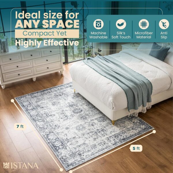 Istana 5x7 Rugs - Gray & Beige Area Rug - Kid & Pet Friendly Living Room Area Rugs 5x7 - Non Shedding Plush Area Rugs 5x7 - Foldable 5x7 Rugs for Bedroom - Eco-Friendly 5x7 Washable Area Rug - Image 2