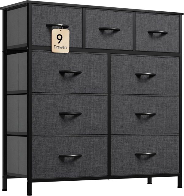 DWVO 9 Drawers Dresser for Bedroom, Fabric Storage Tower for Living Room, Entryway