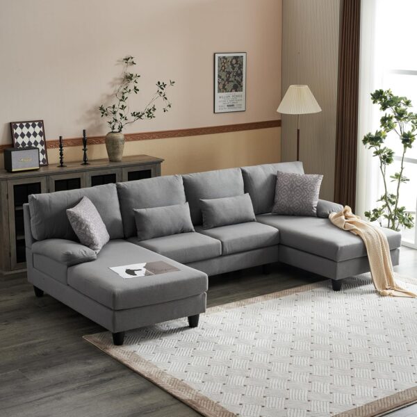Devion Furniture Lionel Sectional, Light Gray 57" D x 107" W x 33" H - Image 2