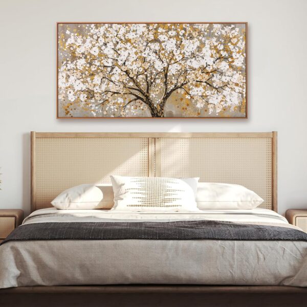 Framed Wall Art Gold Tree Of Life Modern Artwork Canvas Painting Textured Tree Pictures Wall Art Decor For Living Room Bedroom Dining Room Home Office Decor 20"X40" - Image 2