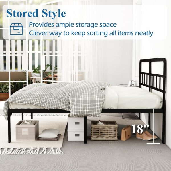 16 Inch California King Bed Frames with Headboard, Metal Platform No Box Spring Needed Heavy Duty Steel Slat Mattress Foundation/Easy Assembly/No Noise/Black - Image 4