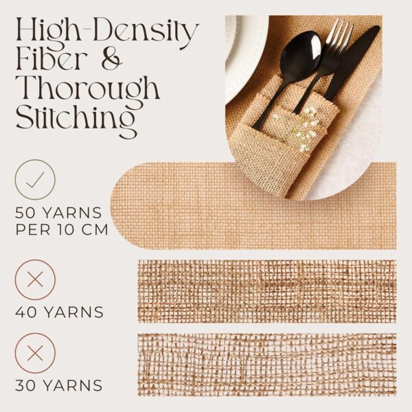 Table Runner - For Farmhouse-Style Dining Room - Woven Jute Fabric Placemats or Centerpieces - Rustic Home Decor for Coffee, Tea, & Outdoor Tables - Long Roll, 12 Inches x 10 Yards - Image 3
