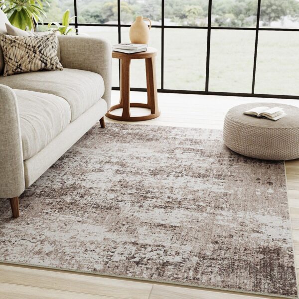 Modern Abstract Grey Pink Rug 4x6 Machine Washable Living Room Area Rug Kitchen Indoor Accent Rug Low Pile Carpet Distressed Throw Rug Bedroom Office Dining Room Laundry Room Non Slip
