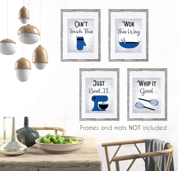 80s Music Songs Retro Vintage Inspirational Kitchen Wall Art Dining Room Cafe and Restaurant Decor Royal Blue Black Gray Grey White Oven Baking Prints Posters Signs Sets Retro Home Decorations Funny - Image 3