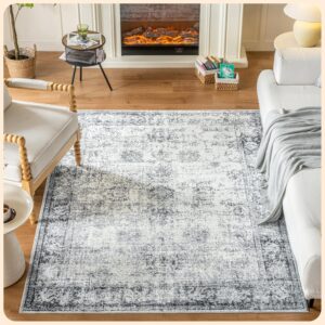 Istana 5x7 Rugs - Gray & Beige Area Rug - Kid & Pet Friendly Living Room Area Rugs 5x7 - Non Shedding Plush Area Rugs 5x7 - Foldable 5x7 Rugs for Bedroom - Eco-Friendly 5x7 Washable Area Rug
