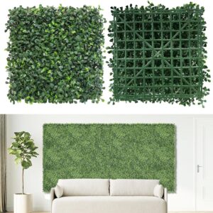 Artificial Grass Wall Panels Backdrop,10"x 10"(12Pcs) Faux Boxwood Panels for Outdoor Indoor Green Wall Decor,Party Wedding Garden Fence Decorations