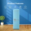 Galanz GLR74BBER12 Retro Refrigerator with Bottom Mount Freezer Frost Free, Dual Door Fridge, Adjustable Electrical Thermostat Control, 7.4 Cu Ft, Blue - Image 3