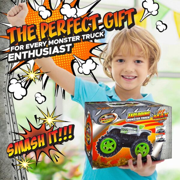Exploding Monster Truck Toy with Explosive Crash Sounds and Lights, Smash It Up Again and Again, Monster Truck Toys for Boys Kids Ages 3, 4-7 & Above | Toddler Toys for 3 Year Old Boys Gift - Image 6