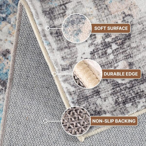 Area Rug 5x7 Rugs for Living Room 5x7 Abstract Rugs Washable Rugs 5 x 7 Modern Area Rugs Carpet for Bedroom Living Room Indoor Distressed Non Slip Non Sheeding Low Pile, Tan/Brown/Grey - Image 5