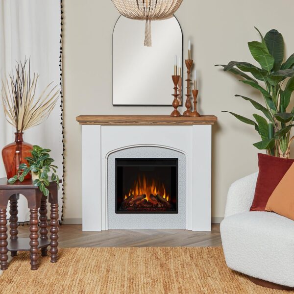 Real Flame Anika 49" Electric Fireplace with Mantel for Living Room or Bedroom, Replaceable Fireplace Insert Heater, Realistic Log and Flame Effect, Remote Control, Timer, White - Image 2