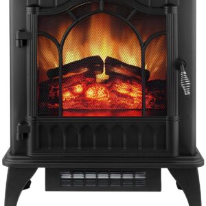 AIRMATE Electric Fireplace Heater, 25" Freestanding Space Heater Fireplace Stove with 3D Realistic Flame, 1500W Portable Electric Heater for Indoor Use, Thermostat, Overheating Protection - Black