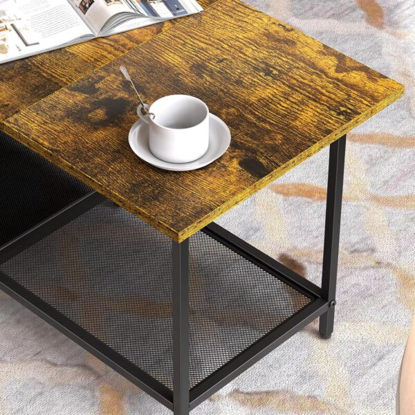 Small Coffee Tables for Living Room with Drawer, 2-Tier Center Small Table for Small Spaces, Farmhouse Simple Table with 2 Wire Mesh Storage Racks, 15.79" D X 33.11" W X 16.81" H - Image 4