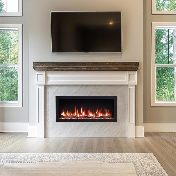 PuraFlame Bernice 42 Inch Smart Linear Electric Fireplace - Clean Hidden Vent Design, Flame with 9 Colors, Recessed in-Wall or Wall-Mount or Free Standing, Compatible with Alexa and Google Assistant - Image 2