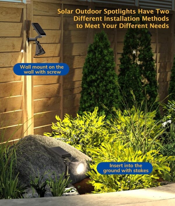 Solar Spot Lights for Outside, 27 LED Outdoor Solar Lights for Yard, 4 Pack Solar Spotlights Waterproof Auto On/Off for Landscape, Wall, Garden, Pool, Tree, Pathway and Driveway(Warm White) - Image 4