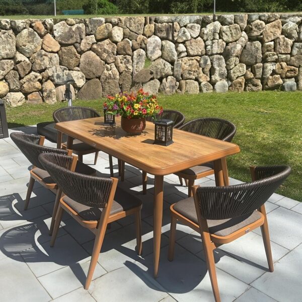 PURPLE LEAF 7 Pieces Outdoor Dining Set All-Weather Wicker Outdoor Patio Furniture with Table All Aluminum Frame for Lawn Garden Backyard Deck Patio Dining Set with Cushions, Brown