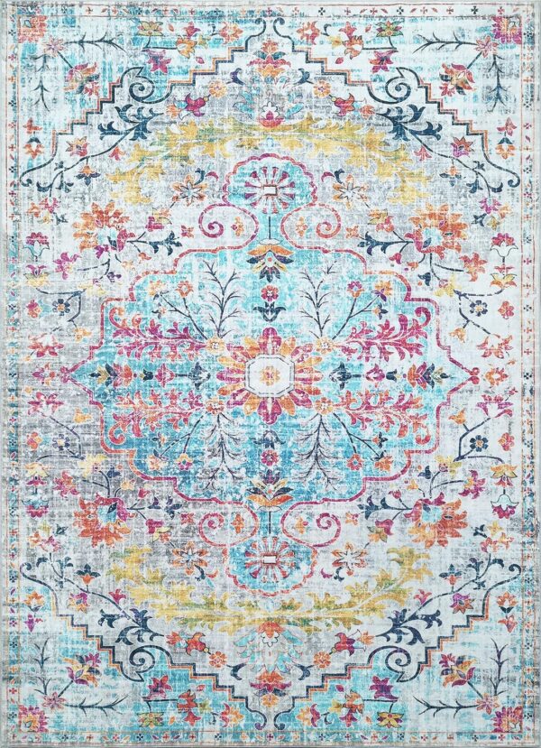 Mandala Machine Washable Area Rug 4 x 6 - Non-Slip & Safe Floor Rug - Stain Resistant Bedroom Rug - Comfortable Polyester Material Colorful Rug - Durable Modern Rug for Living Room - Living Room Rugs - Image 3