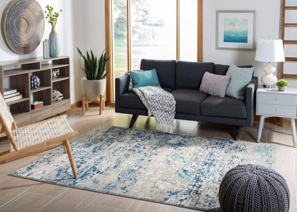 SAFAVIEH Madison Collection Area Rug - 9' x 12', Grey & Blue, Modern Abstract Design, Non-Shedding & Easy Care, Ideal for High Traffic Areas in Living Room, Bedroom (MAD460K) - Image 2