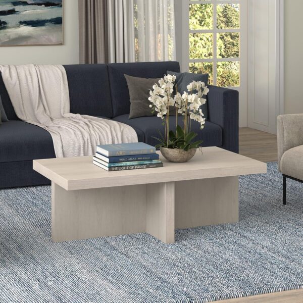 Henn&Hart 44" Wide Rectangular Coffee Table in Alder White, for Home, Living Room, Bedroom, Entertainment Room, Office - Image 2