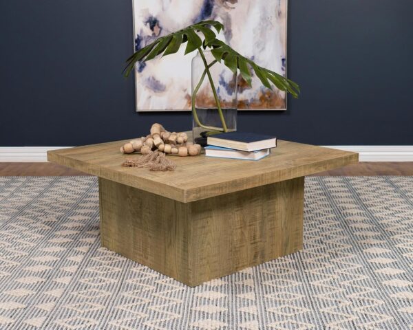 Coaster Home Furnishings Zetta Square Cocktail Living Room Coffee Table Engineered Eco-Friendly Wood Look Laminate Veneer Rustic Farmhouse Mango Brown 708068 - Image 6
