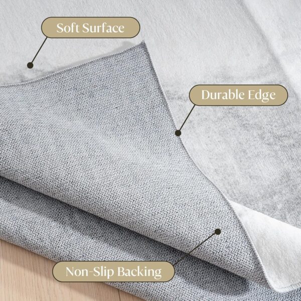 Vamcheer Washable Abstract Area Rug - Contemporary Style for Living Room, Bedroom, Kitchen - Machine Washable Rug for Living Room - Non-Shedding and Easy-Cleaning - Grey-White 5x7 ft - Image 6