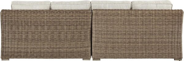 Signature Design Ashley Beachcroft Outdoor Left & Right Arm Facing Wicker Patio Loveseats, Brown & Beige - Image 4