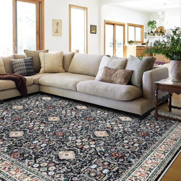 YOUFORTONG Washable 9x12 Area Rug: Rugs for Living Room Ultra Soft Carpet for Bedroom Waterproof Rug Non Slip Rugs for Hardwood Floors (Black, 9x12) - Image 6