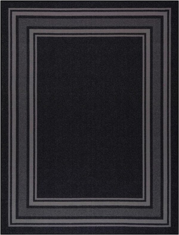 Modern Bordered Non Slip Indoor Rugs for Living Room 5x7 Area Rugs for Kitchen, Rug for Bedroom, and Hallway, Stain Resistant Easy Cleaning Non Shedding Black 5 x 7 - Image 2