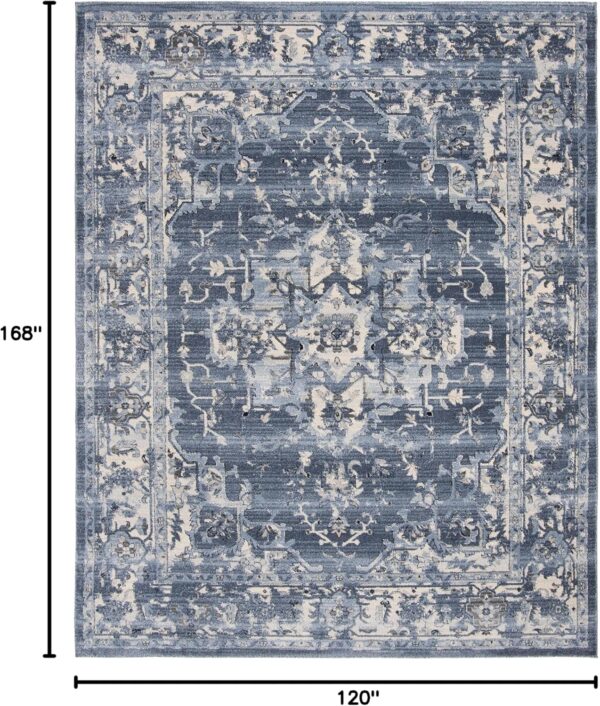 SAFAVIEH Charleston Collection Area Rug - 10' x 14', Navy & Creme, Oriental Distressed Design, Non-Shedding & Easy Care, Ideal for High Traffic Areas in Living Room, Bedroom (CHL411N) - Image 2