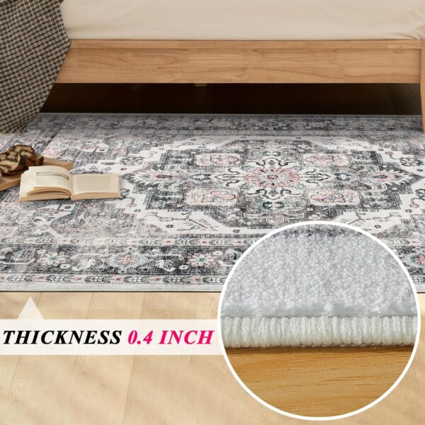 Machine Washable Rug 9x12 Vintage Design Washable Boho Area Rugs for Living Room, Bedroom, Kitchen, Soft Non-Slip Indoor Large Rug, Taupe/Multi-Print Design - Image 5