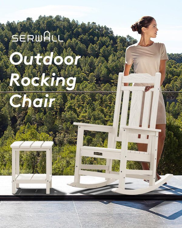 SERWALL Outdoor Rocking Chair White Set of 2 - Image 7