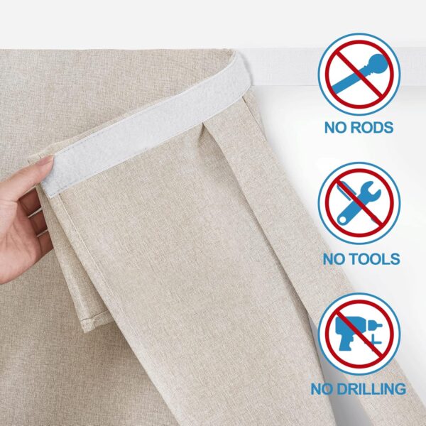 RYB HOME Tricia Room Darkening Curtains for French Door, Nature Linen Blended Privacy Curtains and Drapes Roll Up Blinds for Sightseeing and Window Decor, W26 x L69 inch, 1 Pc, Khaki - Image 3