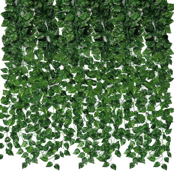 CEWOR 24 Pack 173ft Artificial Ivy Greenery Garland, Fake Vines Hanging Plants Backdrop for Room Bedroom Wall Decor, Green Leaves for Jungle Theme Party Wedding Decoration