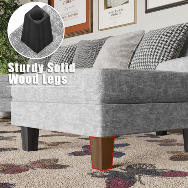 YESHOMY Convertible Sectional Sofa U-Shaped Couch with Soft Modern Cotton Chenille Fabric for Living Room, Oversized Seats with Comfortable Backrest, Gray - Image 7