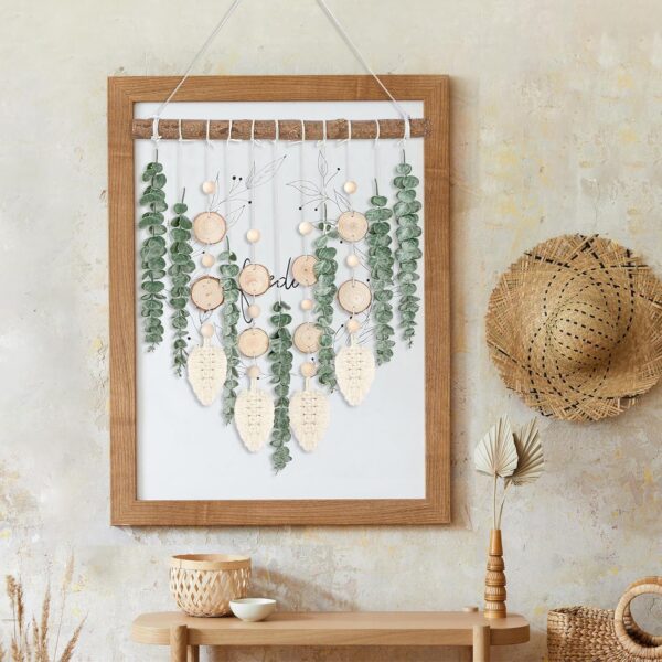 Sggvecsy 21’’ Eucalyptus Wall Hanging Decor Artificial Eucalyptus Plant Fake Greenery Leaves Boho Wall Decor with Wooden Stick for Bedroom Bathroom Kitchen Rustic Farmhouse Home Living Room Decoration - Image 5
