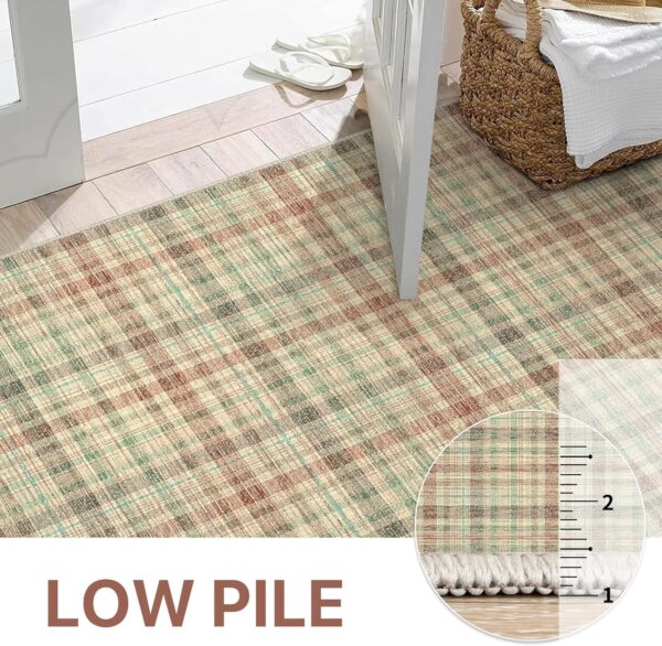 8x10 Area Rugs, Plaid Print Living Room Rug Non-Slip, Machine Washable Large Area Rug, Soft Modern Rug for Bedroom, Dining Room, Playroom, Ivory/Multi - Image 4