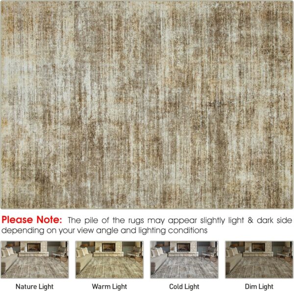 Area Rugs 8x10 Living Room Rugs: Large Modern Abstract Washable Rug with Non-Slip Backing, Thin Carpet for Dining Room Table Bedroom Nursery Indoor Home Office-Brown - Image 7