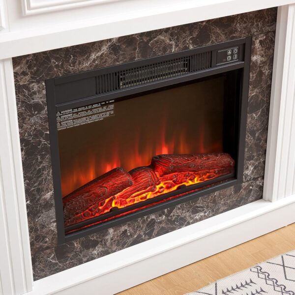 Electric Fireplace with Mantel, Portable Freestanding Wood Stove Heater, 23'' Electric Fireplace Insert,1400W Realistic 3D Flame Stacked Stone Surround, Remote Control (White, 41.34''W 40''H 14''D) - Image 5