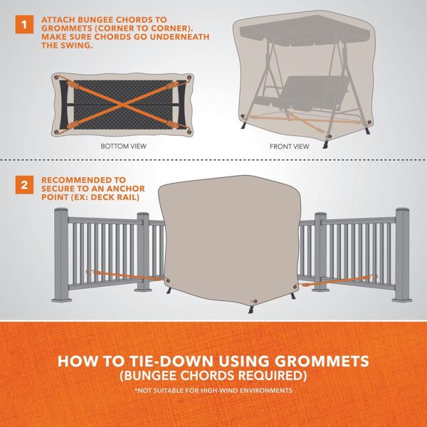 MODERN LEISURE 2-Seater Patio Outdoor Swing Cover - Waterproof and Weather-Resistant Fabric - Furniture Protection Perfect for Patio, Deck, and Porch - 87" L x 64" W x 66" H - Khaki - Image 4