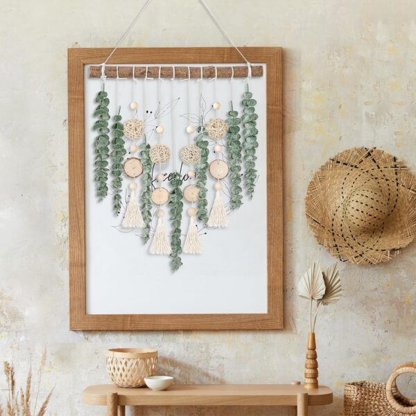 Sggvecsy 21’’ Eucalyptus Wall Hanging Decor Artificial Eucalyptus Plant Fake Greenery Leaves Boho Wall Decor with Wooden Stick for Bathroom Bedroom Kitchen Rustic Farmhouse Home Living Room Decoration - Image 5