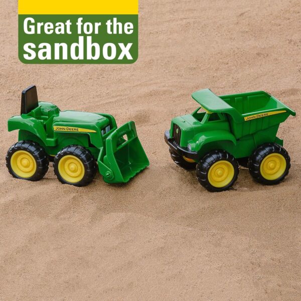 John Deere Sandbox Toys - Includes Dump Truck Toy and Tractor Toy with Loader, Kids Outdoor Toys - Easter Gifts for Kids, Frustration Free Packaging ,Green, Ages 18 Months and Up, 2 Count ( Pack of 1) - Image 6