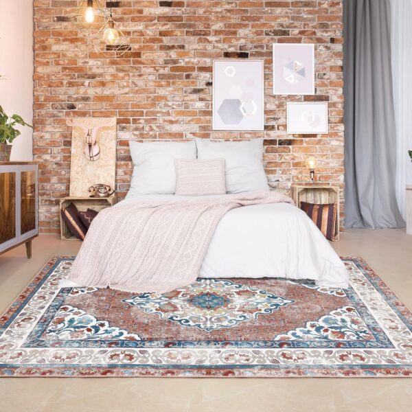 Chicrug 5x8 Area Rugs for Living Room, Grey Memory Foam Rugs for Bedroom, Vintage Distressed Floral Medallion Print Indoor Floor Carpet Rug for Bedside Dining Room Decor - Image 7