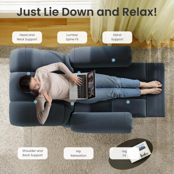 2024 New Power Recliner Chair for Adults, Adjustable Electric Chair Power Reclining Sofa, USB Port, Ultra-Comfy Teddy Fleece Recliner for Living Room, Tool-Less Assembly Single Sofa, Blue Gray - Image 6