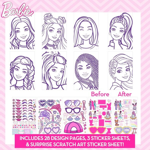 Horizon Group USA Barbie Makeup Artist Magazine, Create Your Own Hair & Makeup Looks Using 130+ Stencils, 180+ Stickers, Crayons, Pretend Makeup & More - Image 6